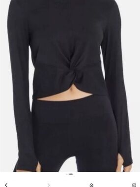 ZOBHA XL Black Knot-Front LS Crop Twist Top NWT ThumbholeS Yoga athletic